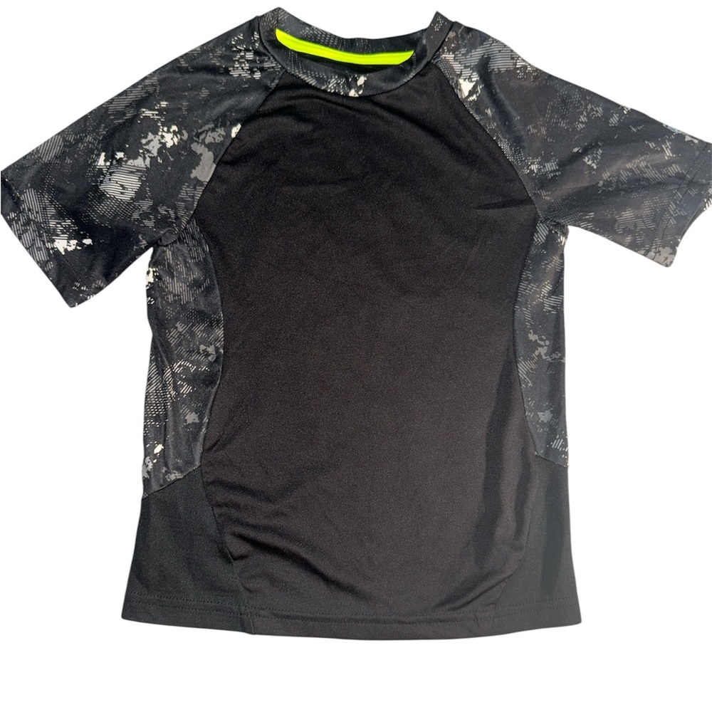 Champion Kids Black Tee with Gray Camo Sleeves